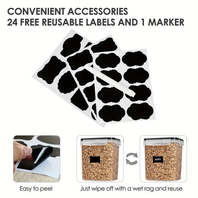 Potes de Armazenamento Hermético com Etiqueta e Caneta